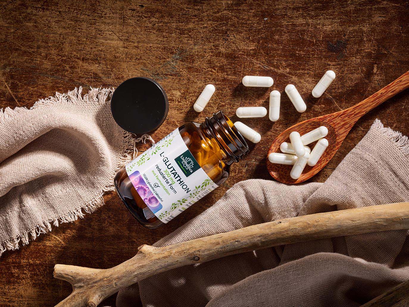 L-Glutathion - reduzierte Form aus natürlicher Fermentation - 300 mg pro Tagesdosis (1 Kapsel) - 60 Kapseln - von Unimedica